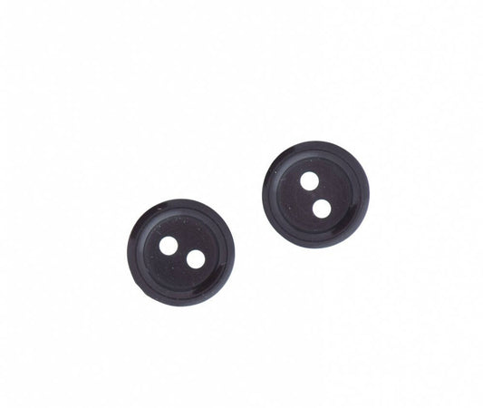 Black Buttons, 2 hole, acrylic, 10mm, 12mm or 15mm, Pack of 24