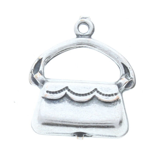 Purse Charm, 3D,  antique silver, Made in USA, pack of 6