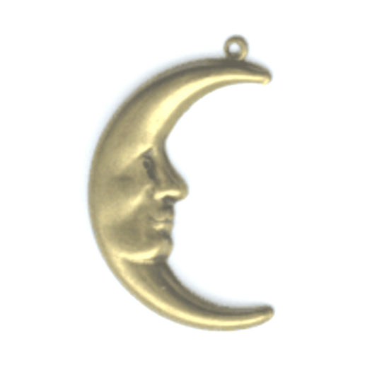 32mm Man on the Moon Face Charm, antique gold or classic silver, vintage, Made in USA, Pack of 6