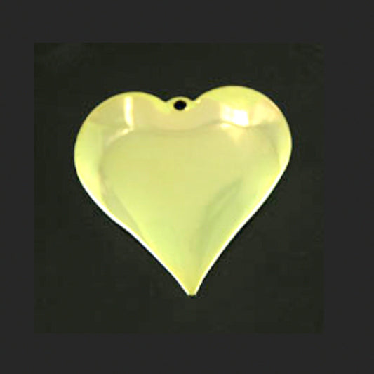 39mm Metal Heart Charm or Pendant, Hamilton Gold, Made in USA, pack of 6