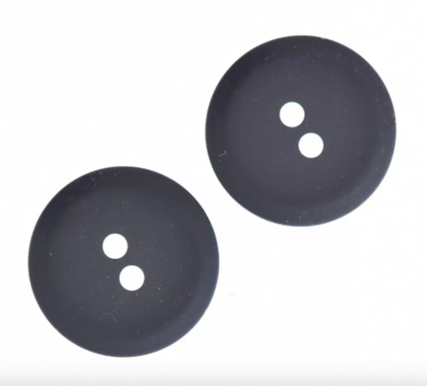 Black Buttons, 2 hole, 19mm, 22mm or 28mm, flat back, sewing sew on, pack of 12