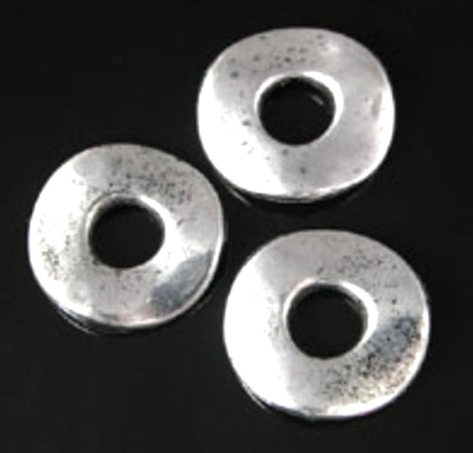 25mm Hammered Ring Bead, for Macrame and Jewelry, 9mm hole, Antique Gold or Antique Silver, pack of 12