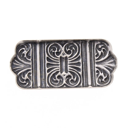 40mm Baroque Bar Stamping or Charm for sweater clip, pins, brooches, cloak clasp, Classic Silver, Made in USA, pack of 3