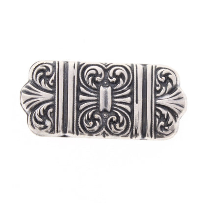 40mm Baroque Bar Stamping or Charm for sweater clip, pins, brooches, cloak clasp, Classic Silver, Made in USA, pack of 3