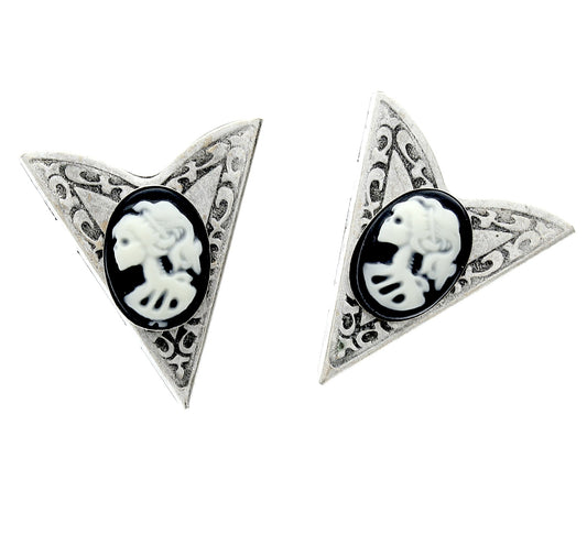 Lolita Collar Tip, Halloween Skeleton Jewelry, Adult Costume, antique silver, Made in USA, 1 pair