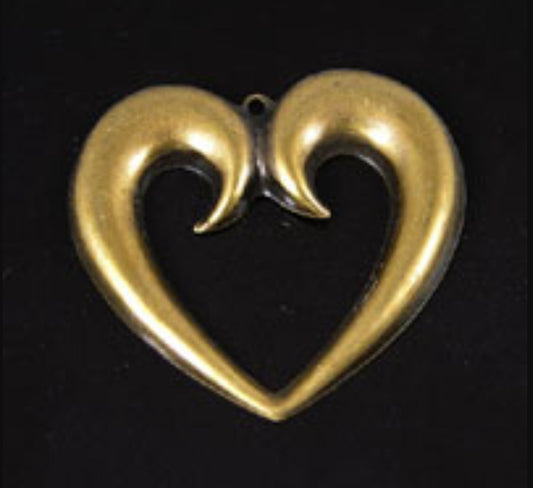 31mm x 29mm Open Heart Charm, Antique Silver or Antique Gold, Made in USA, 6 pack