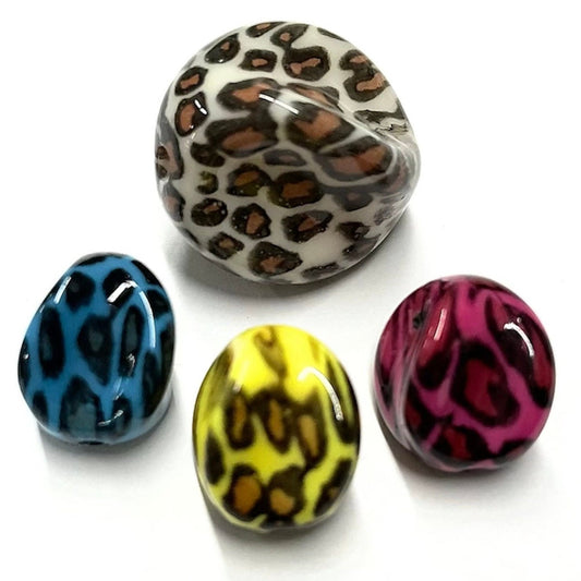 Vintage Leopard Cheetah Nugget Beads, Natural, Turquoise Blue, Hot Pink or Yellow, 15mm or 22mm, pack of 7 or 10