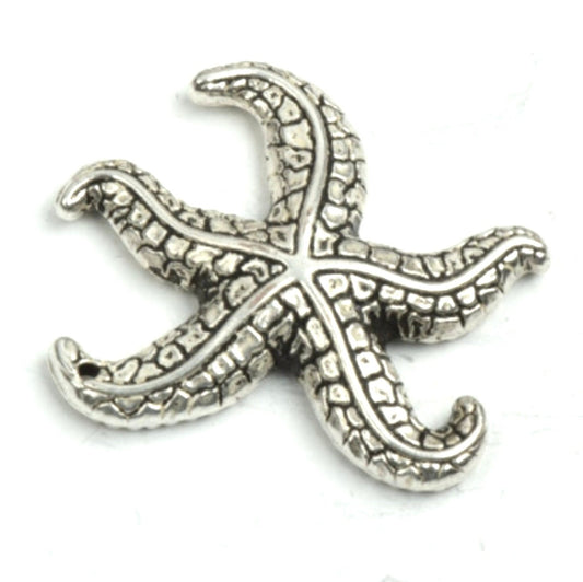 30mm Starfish Sea Star Charm, "Star Thrower Make a Difference", Hamilton gold or Antique Silver, flat back, Pack of 6
