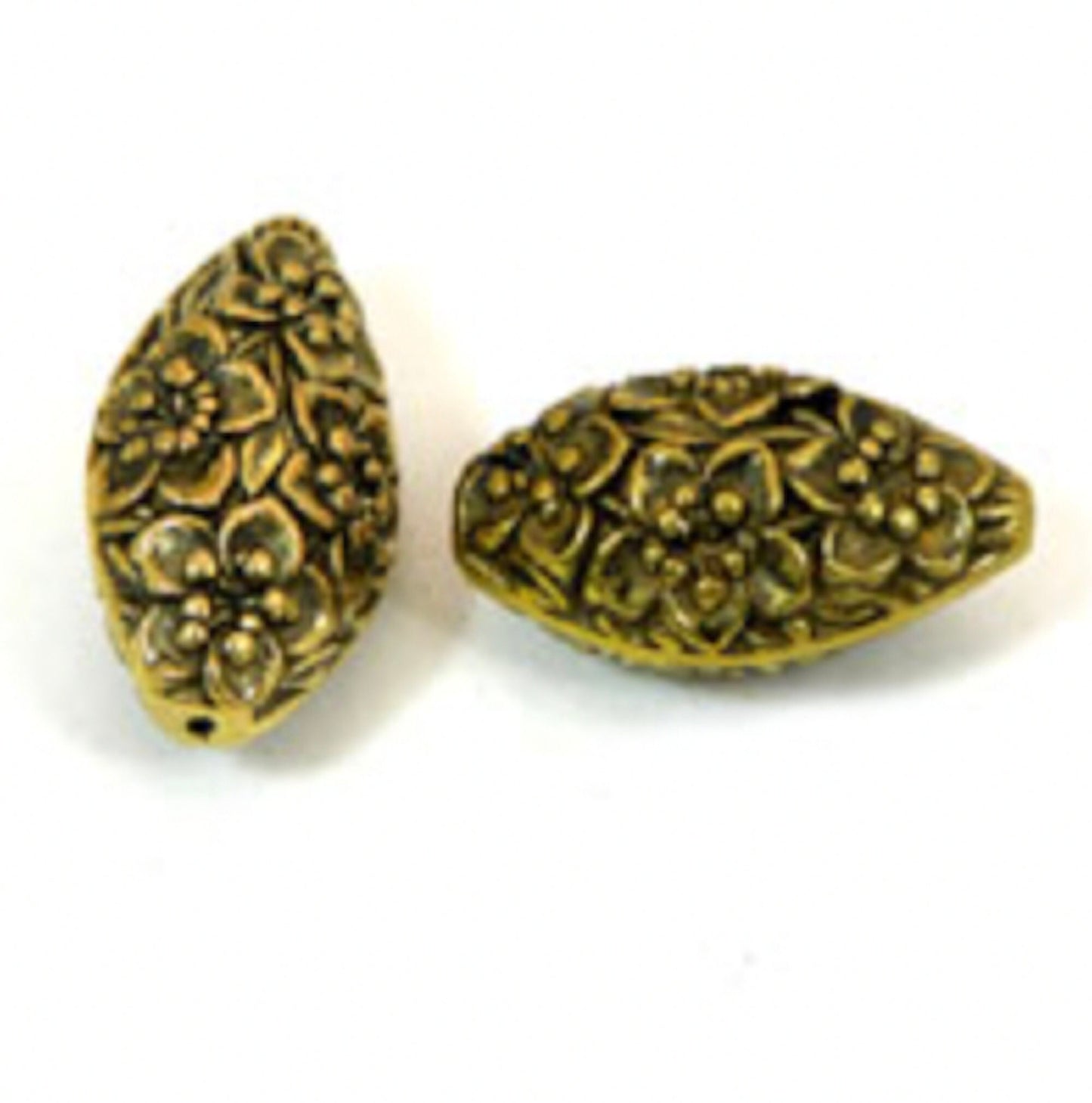 30mm Baroque Flower Beads, Antique Gold or Classic Silver, pack of 9 beads