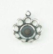 12mm Filigree Scalloped Flower Bezel Charm with 5mm bezel setting, Classic Silver, Made in USA, pack of 3