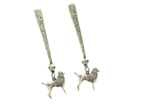 Poodle Bolo Tips, antique brass , Made in USA of zinc, Set of 2