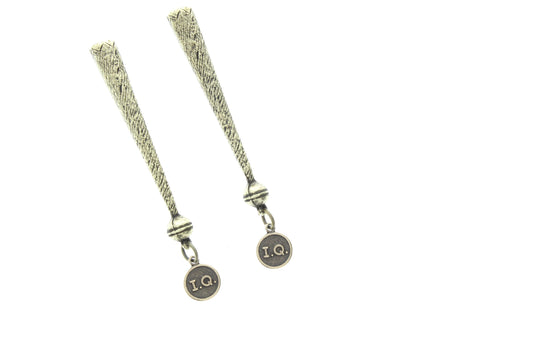 IQ charm   Bolo Tips, antique brass , Made in USA of zinc, Set of 2