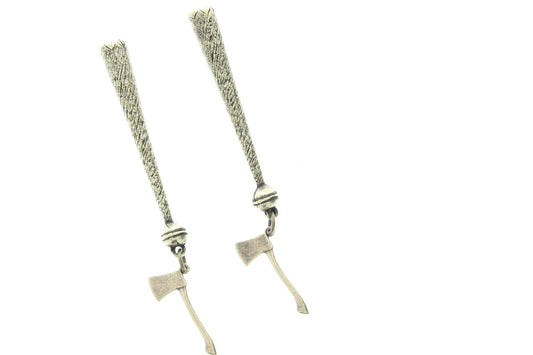 axe tool  Bolo Tips, antique brass , Made in USA of zinc, Set of 2