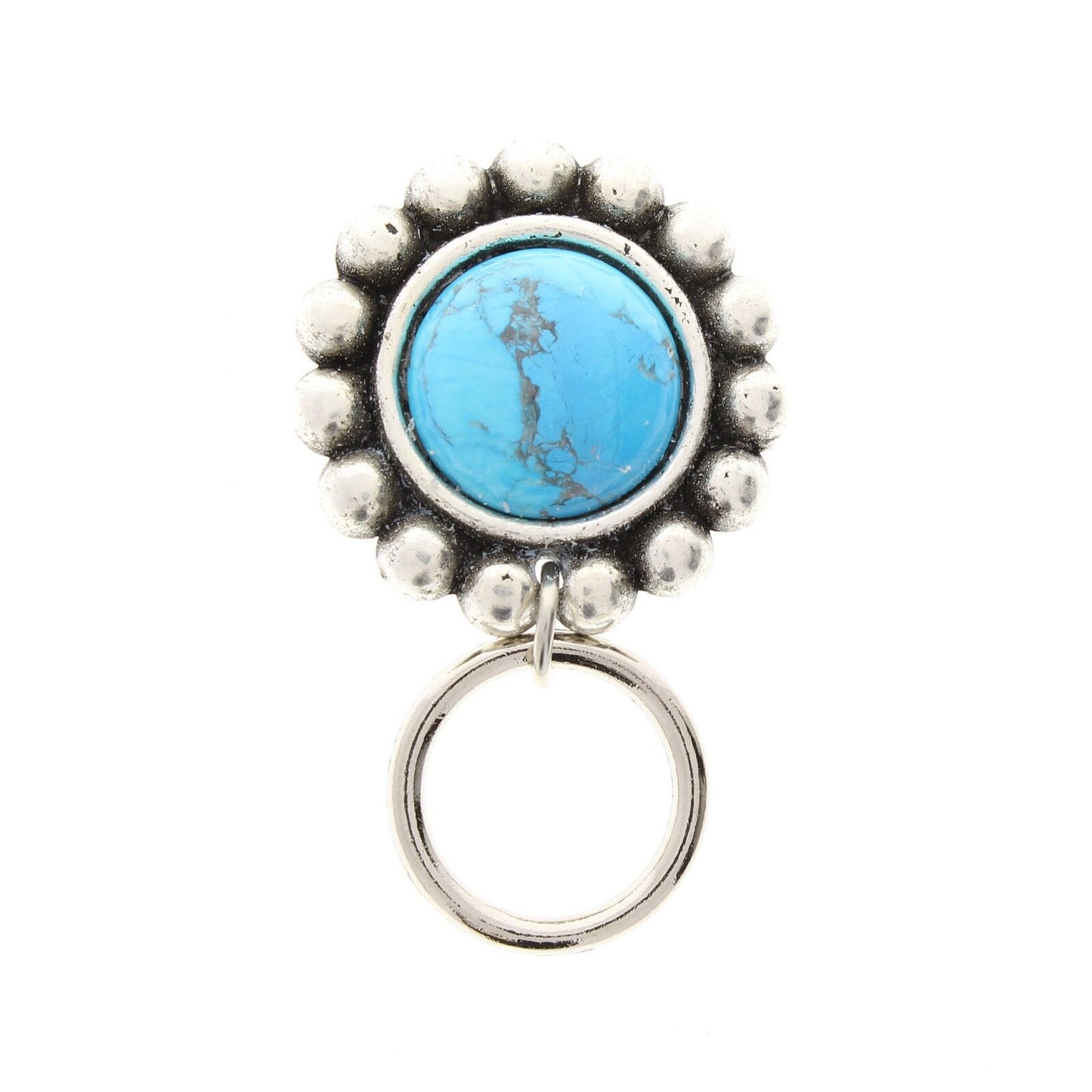 Turquoise Badge Clip or Readers Eyeglass holder, antique silver or antique gold, easy magnetic clasp, Each
