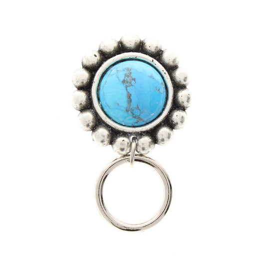 Turquoise Badge Clip or Readers Eyeglass holder, antique silver or antique gold, easy magnetic clasp, Each