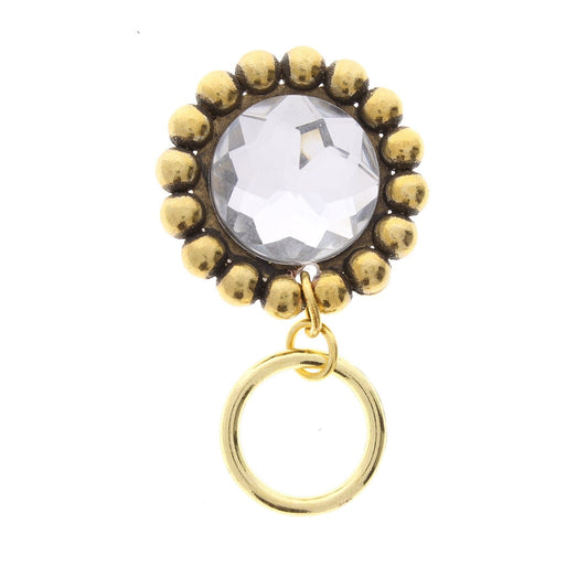 Readers Eyeglass or Badge Clip holder, Faceted Pink or Crystal Lucite set in Antique Silver or Gold, easy magnetic clasp, Each