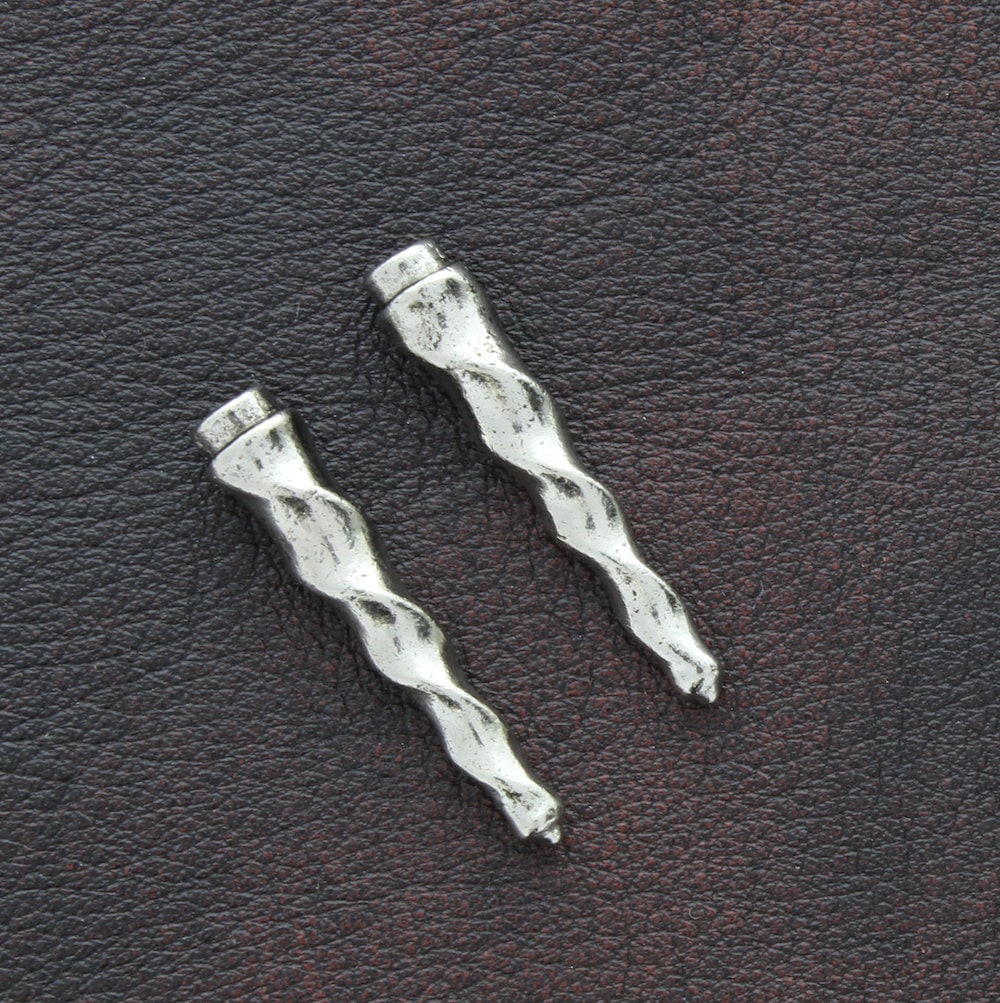 Bolo Tip, cork screw , Zinc Cast, Made in USA, silver antique finish, Pack of 2