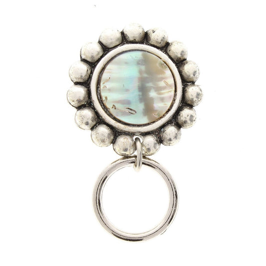Abalone Shell Readers Eyeglasses or Badge Clip Holder, antique silver, easy magnetic clasp, each