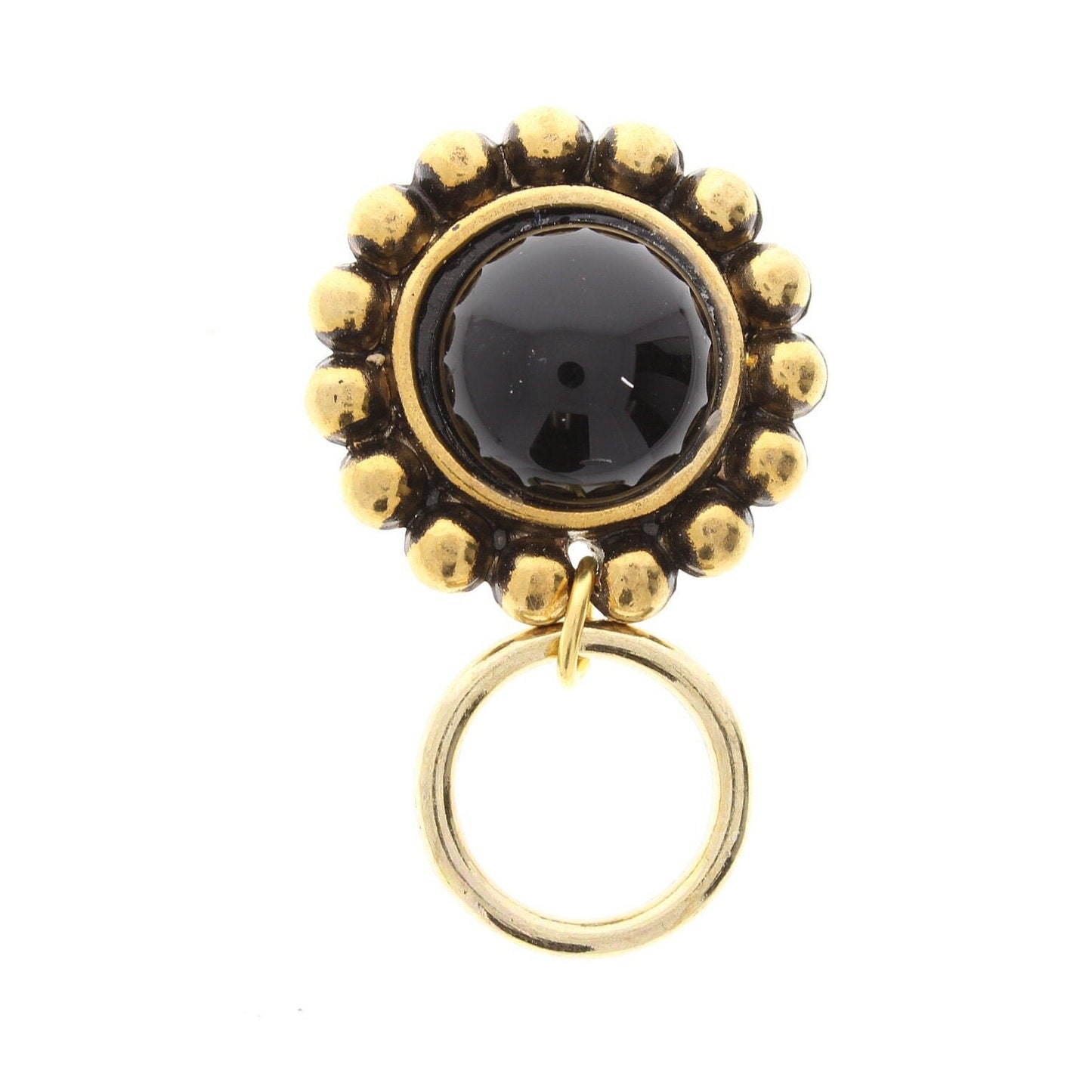 Black Onyx, Readers Eyeglass Holder or Badge Clip, Magnetic Clasp, antique Gold or antique Silver, Each