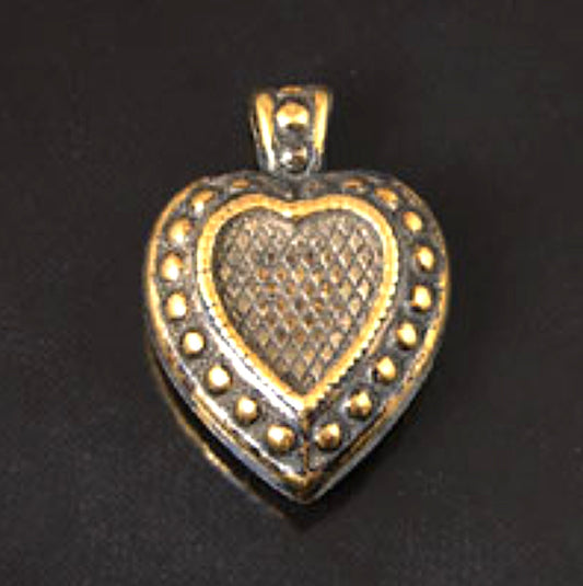 26mm Designer Heart Charm, Antique Gold, Vintage with design on both sides, Pack of 6