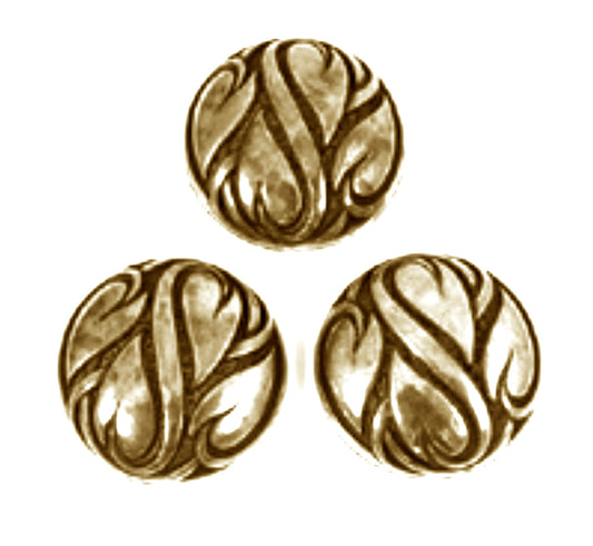 28mm Scrolled Cabochon, Vintage, Antique Gold, Copper or Silver for Buttons, Earrings or Rings, pack of 3 or 144