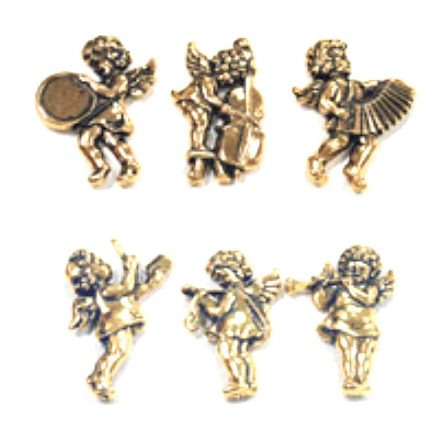 52mm x 37mm Angel Cherub Musicians Band, antique silver or antique gold, set of 6 pieces