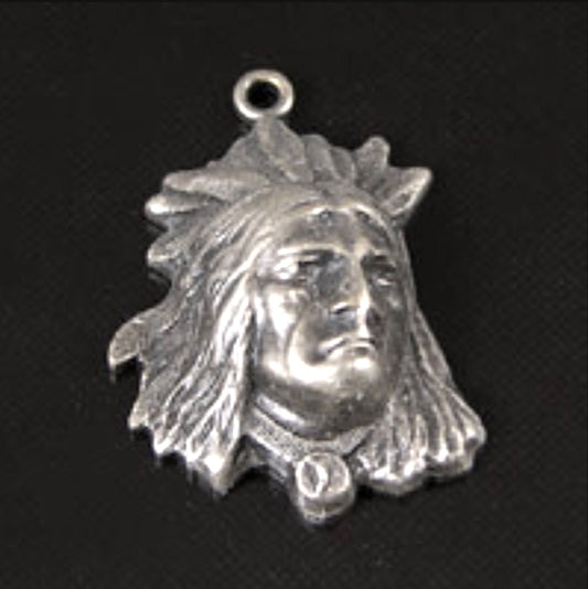 22mm Indian Head Charm, Antique Gold or Antique Silver, USA, pack of 6