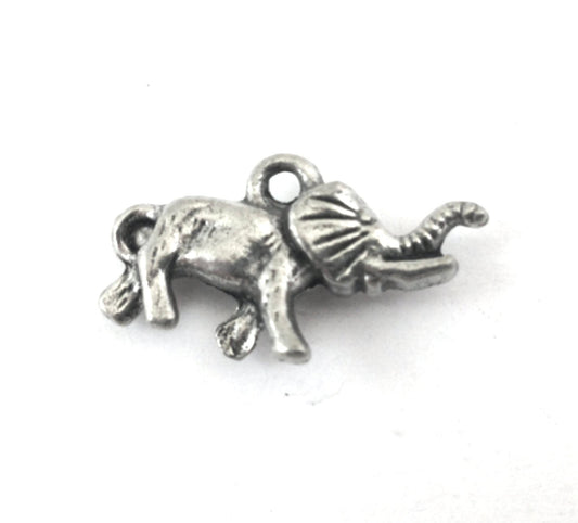 24mm Elephant Charm, classic silver, Made in USA, pack of 6