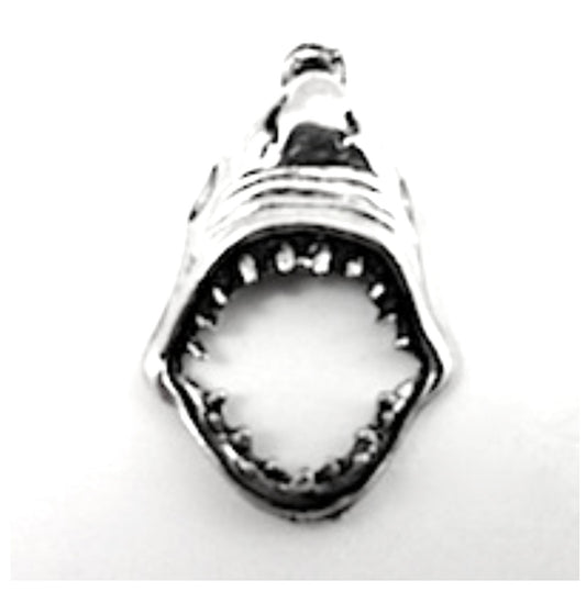 30mm Shark Charm, Classic Silver, Made in USA, pack of 6