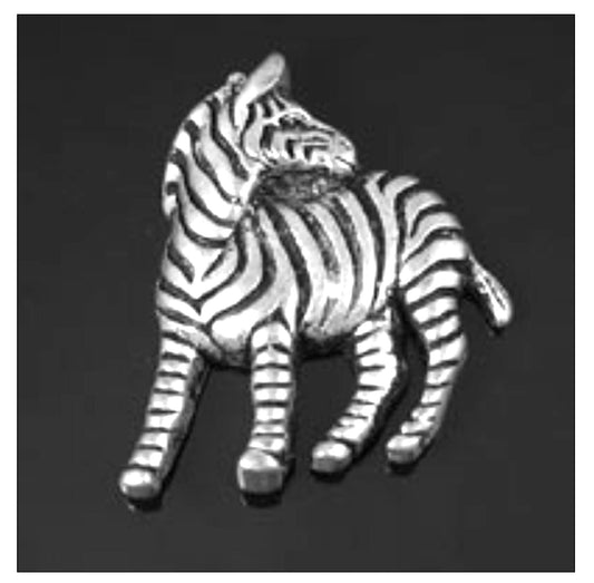 45mm Standing Zebra, for pendants, pins, rings, 9744AS, Antique Silver, Flat Back, pack of 2