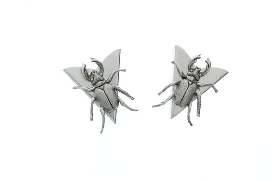Beetle Bug Collar Tip, Antique Silver & Antique brass, Made in USA, 1 pair,