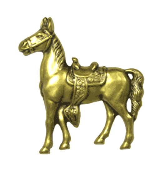 53mm Western Horse with Saddle, antique gold, Made in USA, pack of 3