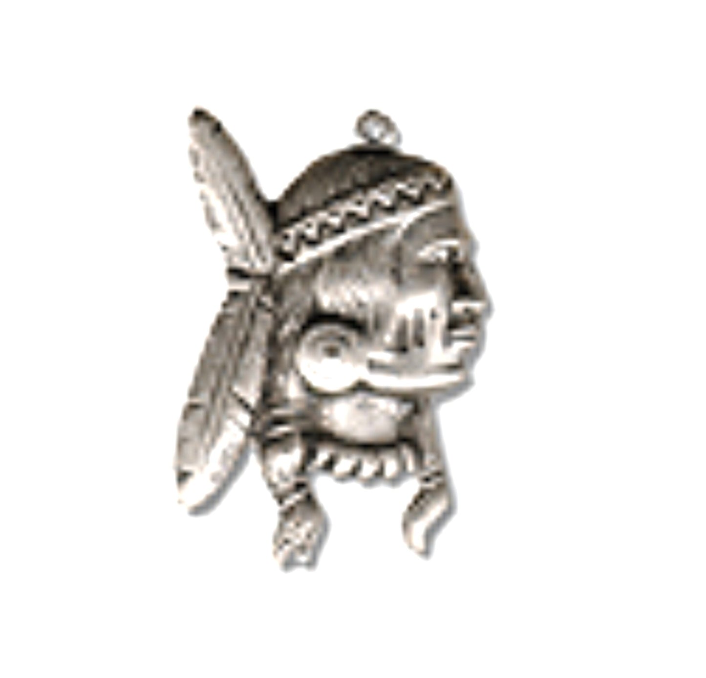 Native American Indian Warrior Profile Charm with Feather, Antique Silver, Made in USA, Pack of 6