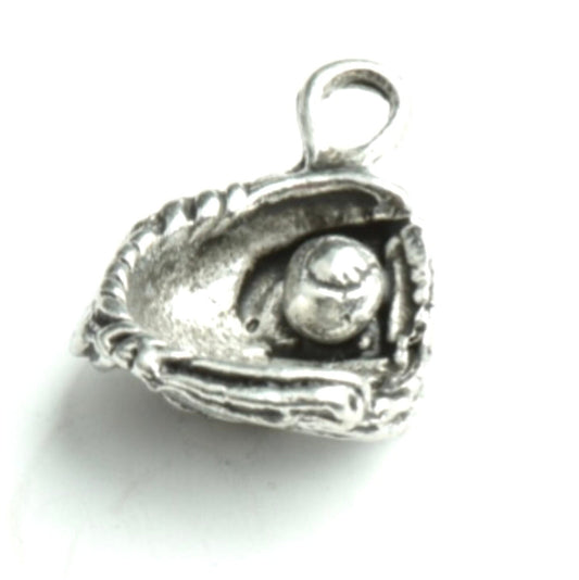 BaseBall Glove Charm, classic silver, made in USA, pack of 4