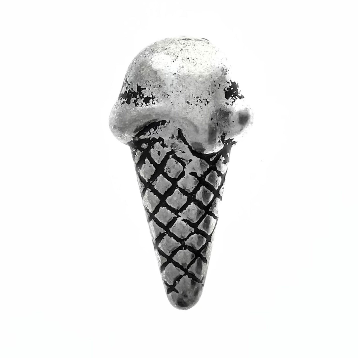 Vintage Ice CREAM CONE Cabochon Jewelry Finding, for earrings, pins, or buttons, antique silver or antique gold, pack of 3