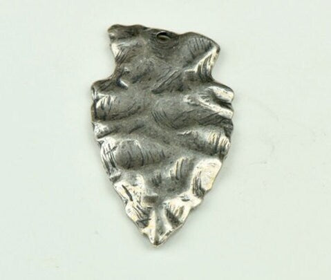 Arrowhead  Stamping for Charm or Pendant with hole, classic silver, gold brass or rustic brown, made in USA, pack of 6