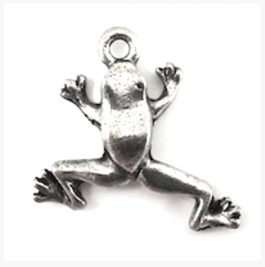 18mm Frog charm, Classic Silver, Made in USA, pack of 6