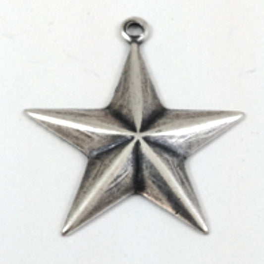 24mm Lone Star Charm, Classic Silver, made in USA, pack of 6