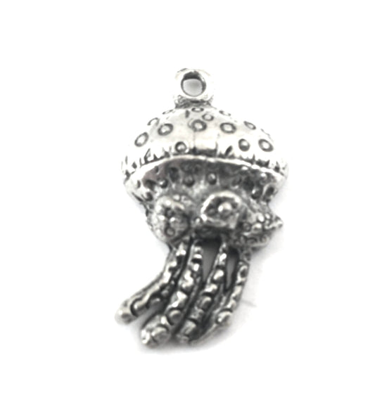 18mm Jelly Fish Charm, Classic Silver, Made in USA, pack of 6