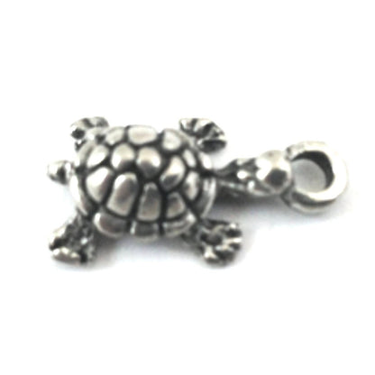 10mm Turtle Charm, Classic Silver, Made in USA, pack of 6