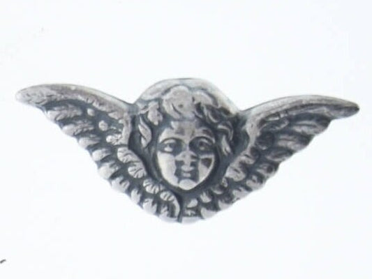 Winged Fairy Angel Cherub Charm Stamping, 28mm or 37mm classic silver or antique gold, Made in USA, pack of 2