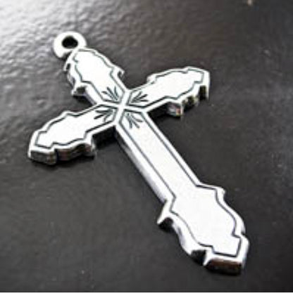 36mm x 61mm Cross Charm or Pendant, Classic Silver, Made in USA, pack of 2