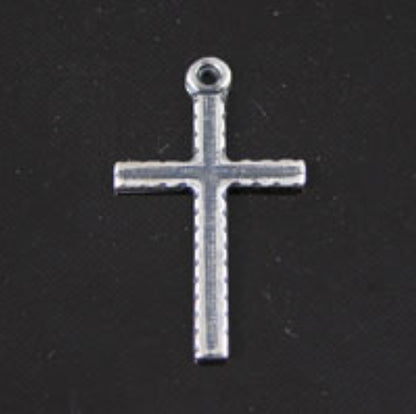 23mm x 15mm Vintage Hammered Latin Cross, Classic Silver, Made in USA, Pack of 6