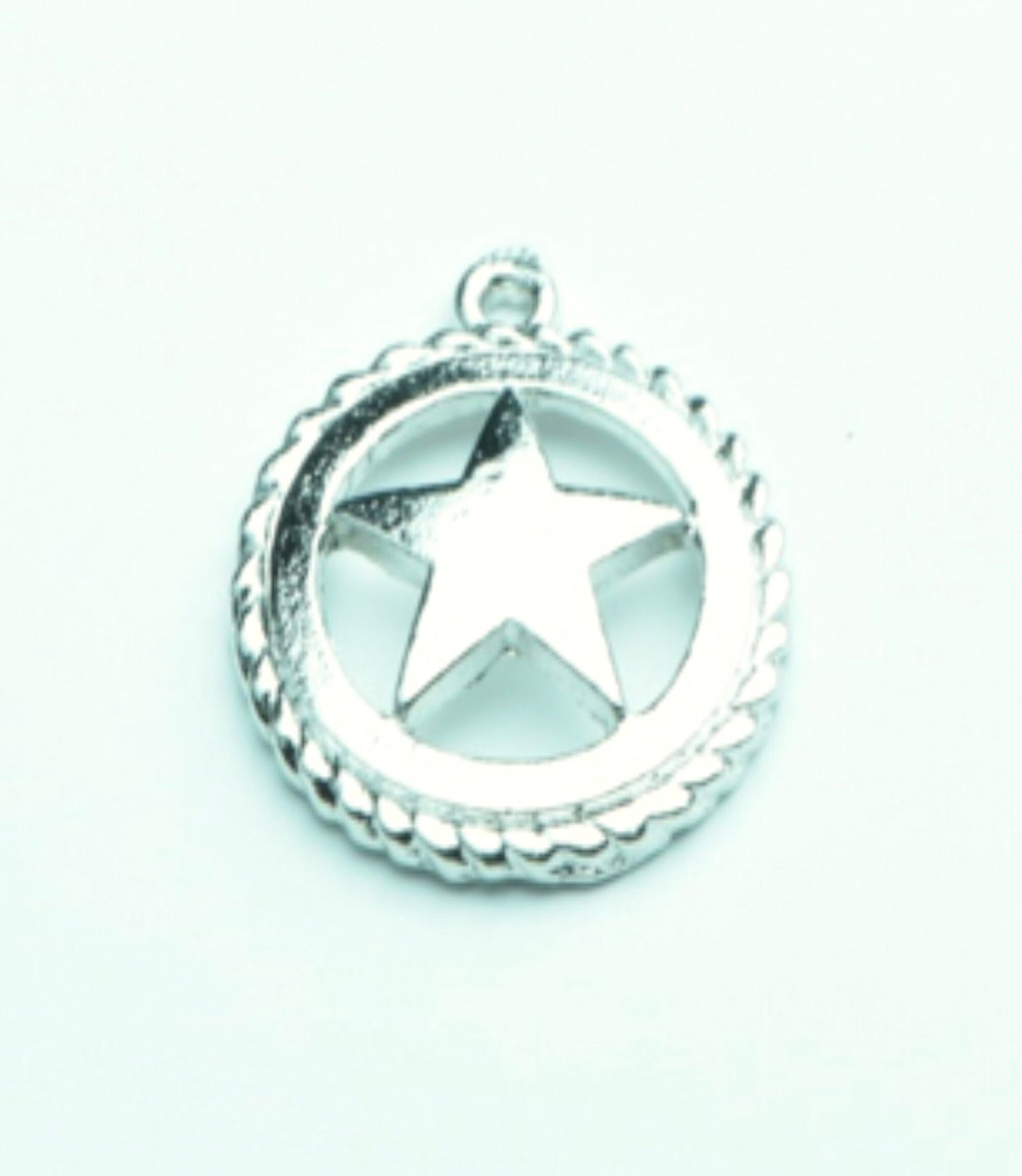 19mm Lone Star Sheriffs Badge Charm, Silver plate, Made in USA, pack of 4