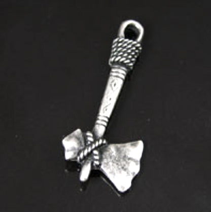 17mm x 40mm Native American Indian Tomahawk Charms, Antique Silver, Cast Metal, double sided, Made in USA, Pack of 6