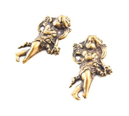 36mm Cherub Charm with Scarf, Antique Gold, Made in USA, pack of 6