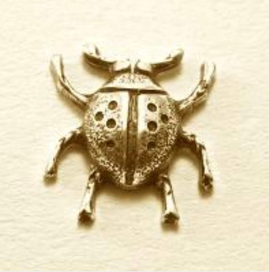 16mm NEW Lady Bug Stamping, Antique Gold or Classic Silver, Made in USA, pack of 6