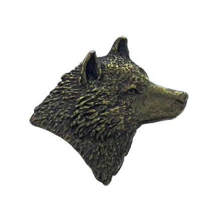 25mm Wolf or Fox Jewelry Casting for pendants, tie tacks, rings, earrings, or buttons, Antique Gold, Made in USA, Each