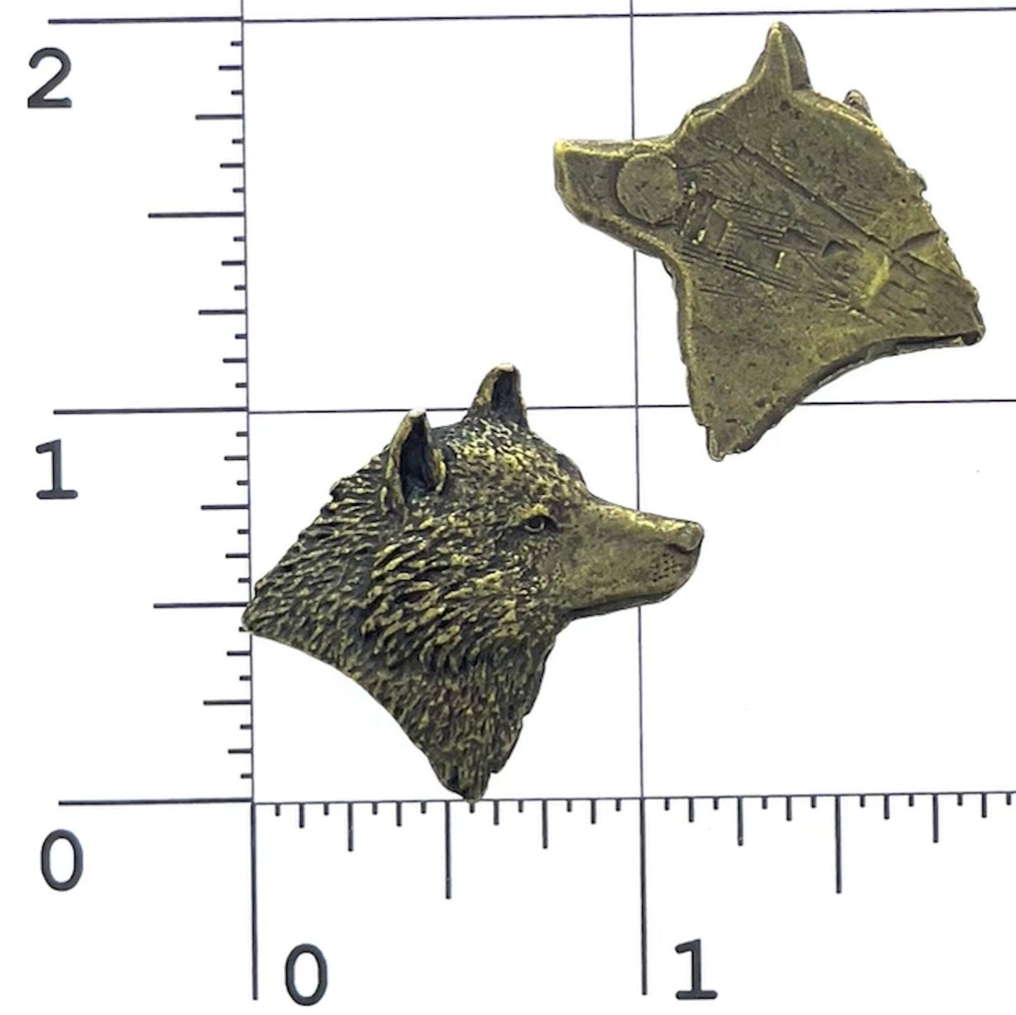 25mm Wolf or Fox Jewelry Casting for pendants, tie tacks, rings, earrings, or buttons, Antique Gold, Made in USA, Each