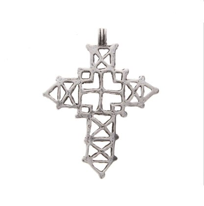 2.5" Cross Filigree Pendant, Rustic Brown or Classic Silver Finish, Made in USA, each